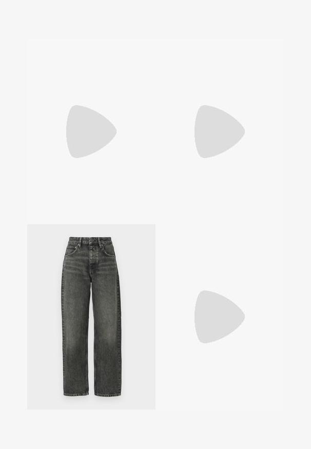 Black cotton t-shirt with a crew neckline and short sleeves. Simple design, no patterns or accents, with a straight cut at the waist.; Won Hundred ALEXANDRA - Relaxed fit jeans - tinted black; Black leather ballet flat with a rounded toe, smooth texture, minimal stitching detail, and a flexible sole design.; Brown leather handbag with a flap closure, gold-tone hardware, a shoulder strap, and a smooth texture. Compact rectangular shape.