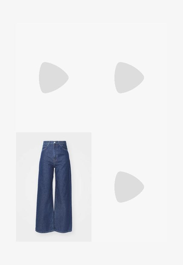 Fialové oversized tričko vyrobené z bavlny. Má krátké rukávy a kulatý výstřih. Na přední straně se nachází bílé logo s nápisem "RIP CURL" a "OCEAN TECHNOLOGY 1989."; Široké džíny vyrobené z tmavě modrého denimu. Vysoký pas s zipem a knoflíkovým zapínáním. Obsahují klasický pětikusý styl a obroubené okraje.; Světle zelené tenisky s texturovaným povrchem, vybavené třemi bílými pruhy, krémovou gumovou podrážkou a šněrováním. Nosí se s světlými ponožkami.; Pár obdélníkových slunečních brýlí se světle modrými průhlednými rámy a tmavě šedými skly, kter�é mají rovné stranice a minimální detaily hardware.