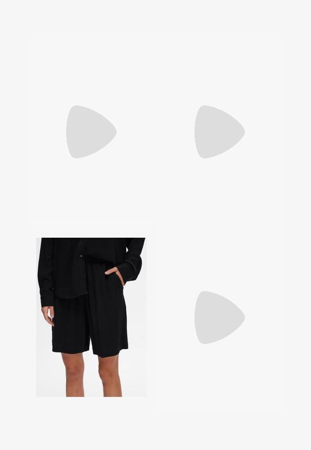 Marinblå långärmad topp med krage, som har rynkad tyg fram och slät textur genomgående.; Svarta shorts med avslappnad passform, tillverkade av mjukt tyg med elastisk midja och sidofickor; matchas med en skjorta med knappar i samma färg.; Bruna lädercowboystövlar med spetsig tå, broderade virvelmönster på skaftet och en staplad blockklack. Har en dragflik för enkel påtagning.; Runda, bruntonade solglasögon med en glansig bordeauxfärgad ram. Smala bågar med subtilt varumärkesdetalj. Platt linsdesign.; PULL&BEAR Shoppingväska - mottled dark brown