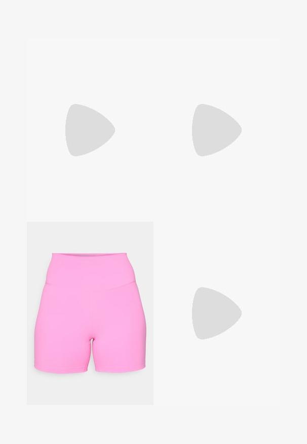 Heledane lilla Nike Pro lühike topp, ilma varrukateta kujundus, valge logo rinnal ja keerdvöö, millel on valged kirjad "NIKE PRO".; Roosad kõrge vöökohtadega lühikesed püksid, mis on valmistatud venivast materjalist, sujuva tekstuuri ja lühikeste säärtega, mugavuse tagamiseks tasaste õmblustega.; Kergjalats kergest kreemjas ülemisest osast, sinise brändingu ja oranžide aktsentidega taldadel. Võrgumaterjal tagab hingavuse.; Valged raamidega päikeseprillid, millel on suured gradiendiklaasid roosa kuni heleda oranži tooniga, mida rõhutab sinine ninatükk ja logo detail.