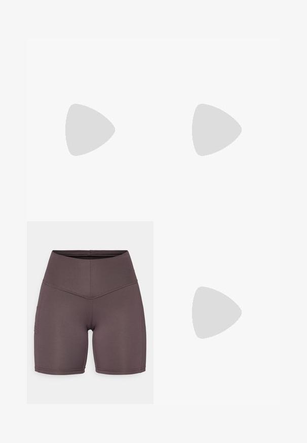 Nebbia WOMENS SLEEVES - Tops ar garām piedurknēm - black; Augstās jostas, pieguļošas šortas, izgatavotas no mīksta, stiepjama auduma atspulgojošā brūnā krāsā. Iespējas plakanas šuves un sānu kabatas.; Melnas sporta kurpes ar elpojošu auduma virsu, baltu swoosh logotipu, gludu baltu vidusdaļu un teksturētu melnu zoli.; Fitness cimdi ar gaiši rozā un melnu dizainu, izgatavoti no elpojoša materiāla, ar regulējamu plaukstas siksniņu un teksturētiem satveršanas akcentiem.
