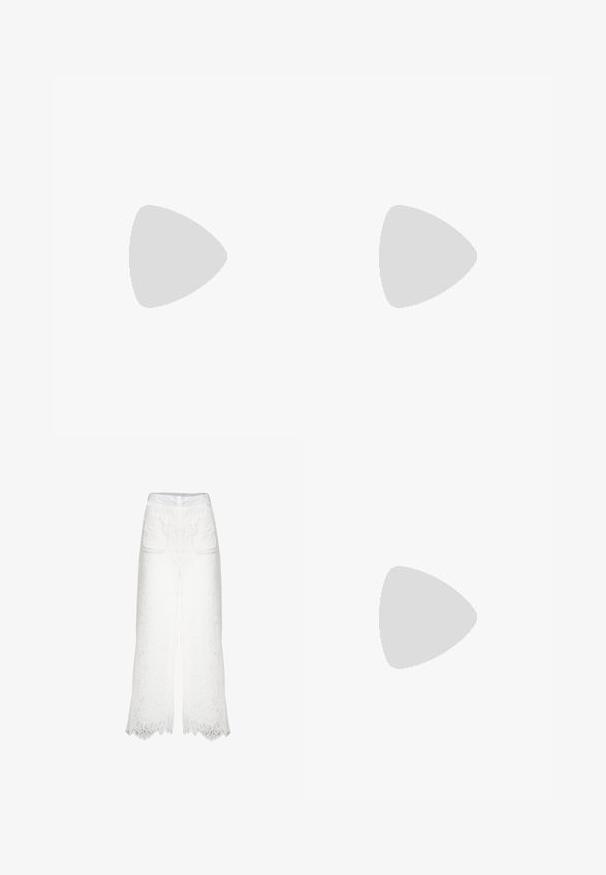 Oliven grøn bomulds T-shirt med rund halsudskæring, korte ærmer og blomster grafisk design. Teksten lyder "Det bedste er endnu ikke kommet."; Hvide bukser med brede ben lavet af struktureret blonde, med to frontlommer og bølgende kanter. Inklusiv en glat talje med en lille logoaccent.; Tan ruskindssandaler med to justerbare stropper, gyldne detaljer og en tyk polstret sål for komfort og støtte.; Beige stof totebag med en unik trekantet form, brede skulderstropper og synlige sømdetaljer for ekstra struktur.