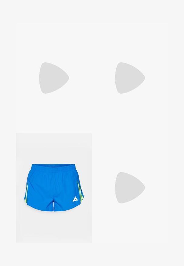 Fekete, hosszú ujjú sportpóló fél cipzárral, narancssárga kiegészítőkkel és kék geometriai oldalsávokkal. Adidas logó a mellkason. AEROREADY címke az alján.; Kék sportos rövidnadrág, könnyű anyagból, sárga részletekkel, húzózsinóros derékrésszel és fehér logóval az alsó jobb sarokban.; Fekete sportcipők fehér csíkokkal, sárga orrbetétekkel és texturált felsőrésszel. Párnázott talppal és fekete fűzőkkel rendelkezik.; Áttetsző, könnyű keretes biztonsági szemüveg szürke kiegészítőkkel. Wraparound kialakítással és állítható orrnyereggel rendelkezik.