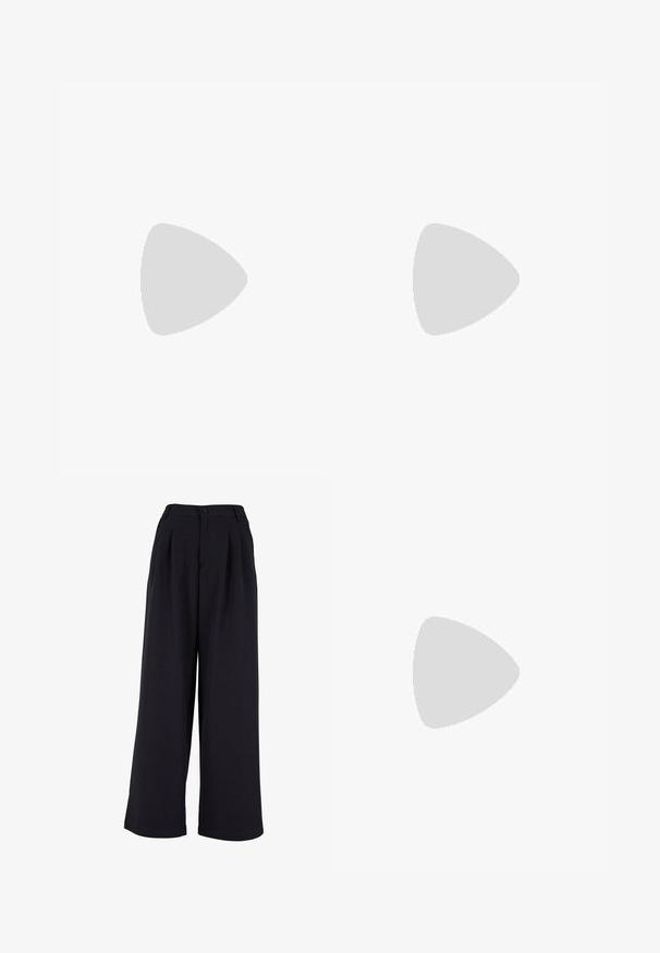 Szürke hosszú ujjú póló, puha anyagból készült, kerek nyakkivágással, esett vállakkal és laza szabással, egyenes szegéllyel.; Urban Classics ULTRA WIDE PLEAT-FRONT - Nadrágok - black; Tekercs talpú, krém, rózsaszín és bézs színű, könnyű sportcipők, hálós panelekkel, vastag fehér talppal és fűzővel, szürke csíkozott nadrággal párosítva.; Urban Classics SUNGLASSES TERESSA UNISEX - Napszemüvegek - black