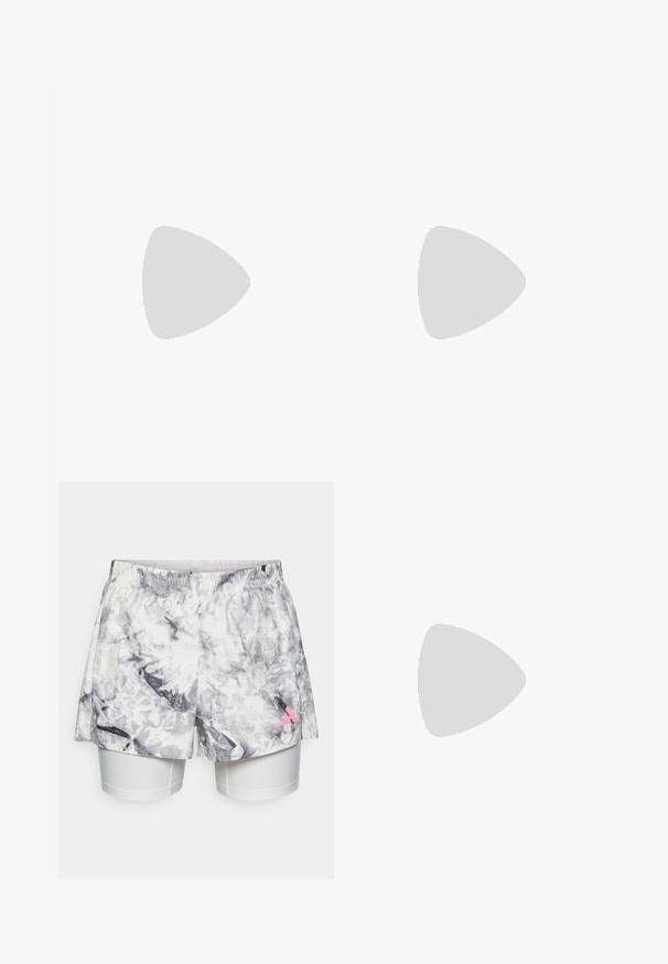 adidas Performance ONE REP AT A TIME  GRAPHIC - Sport T-Shirt - black; Kurze mit einem grau-weißen abstrakten Muster, ausgestattet mit einem elastischen Bund, Innenfutter und einem pinken Logoakzent an der Seite.; Weißer Sportschuh mit Mesh-Obermaterial, drei schwarzen Streifen an der Seite, strukturierten Akzenten und einer robusten Gummisohle mit einem kontrastierenden schwarzen Bereich.; Schwarze Netz-Laufweste mit Seitentaschen für Wasserflaschen, verstellbaren Kordelzügen und einem leichten Design. Aus atmungsaktivem Stoff gefertigt.