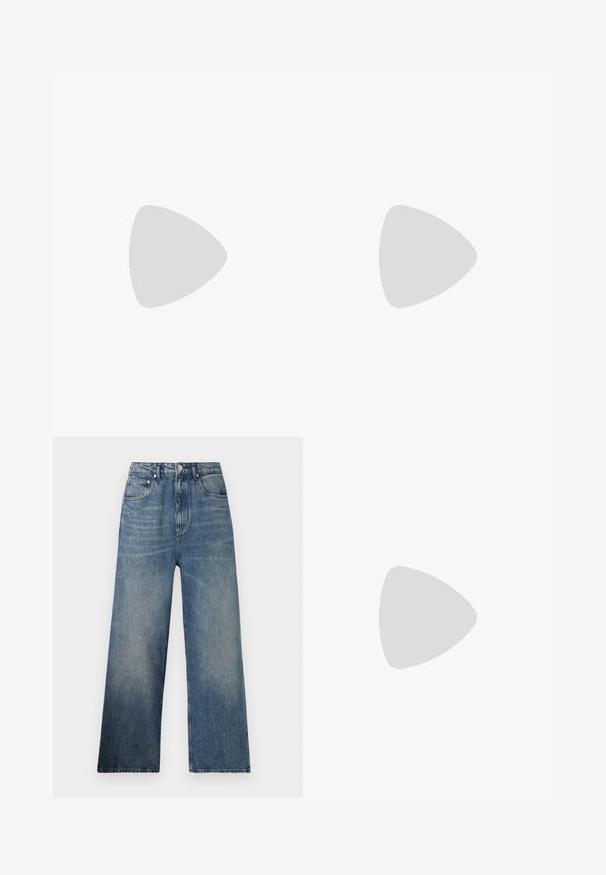 DSQUARED2 ICON COOL FIT TEE - T-shirts med print - sunflower; Blå denim brede bukser med høy midje, som har subtil falming, fem lommer og en metallknapplukking foran.; Hvit sneakers med semsket detaljer, rund tå, flate snøringer og en kremfarget gummisåle. Har grønn merking på hælen.; GCDS UNISEX - Solbriller - shiny black