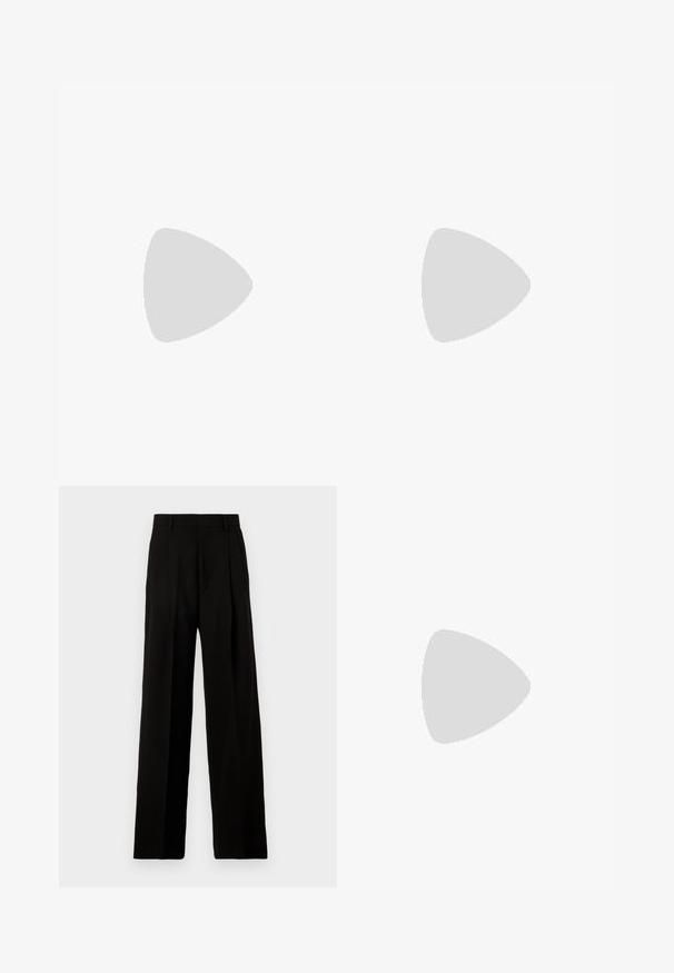 rag & bone - T-shirt basic; Czarne spodnie typu wide-leg wykonane z gładkiego materiału, z wysokim stanem, plisami z przodu i czystym, dopasowanym krojem bez ozdób.; Czarne skórzane baletki z zaokrąglonym noskiem, gładką fakturą, minimalnymi przeszyciami i elastycznym designem podeszwy.; Brązowa skórzana torebka na ramię z klapką, złotymi detalami, paskiem na ramię i gładką teksturą. Kompaktowy prostokątny kształt.