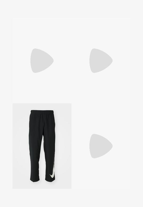Short-sleeve cycling jersey in gradient brown with vertical stripes, front zipper, and mesh lining. Features a logo and elastic hem.; Black athletic pants with elastic waistband, tapering design, featuring a large white Nike logo on the left leg. Soft, lightweight fabric.; Nike Performance METCON 10 - Training shoe - black/white/anthracite; Black rectangular sunglasses with dark lenses, wide frame, and slender black arms. Features a logo on the temples. Smooth texture.