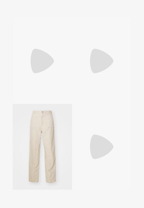 Lys grå cropped langermet topp laget av et elastisk stoff, med en enkel rund halslinje og en jevn tekstur.; Beige linbukser med en avslappet passform, som har sidelommer og dekorative sømdetaljer, sømløs midje og rette ben.; Lys grå sneaker laget av semsket skinn og mesh, med tre hvite striper, rund tå og såle av gummi. Gull logo-aksent nær snørebåndene.; Svart stoffhåndveske med rynket tekstur, to skulderstropper og snøring på sidene. Glatt, lett materiale.