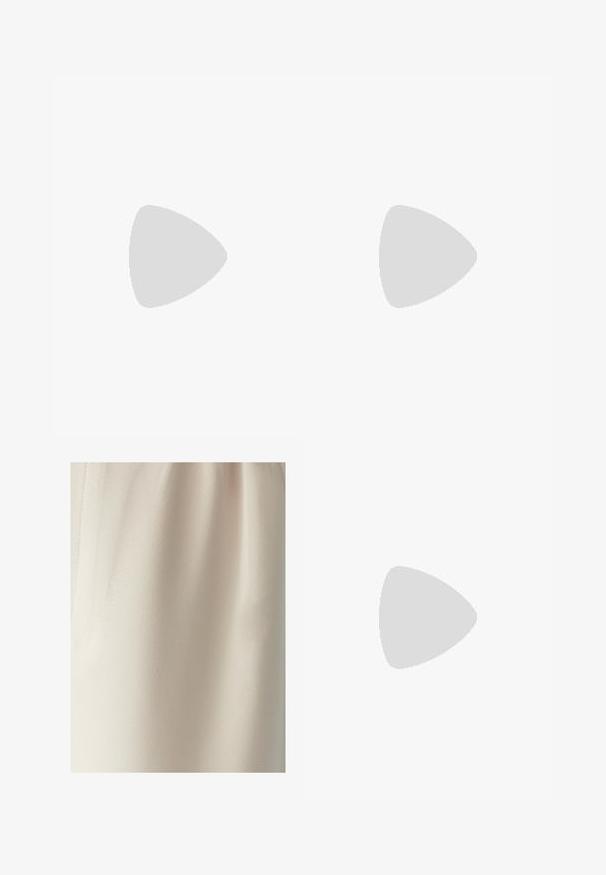 Bruine, mouwloze top met dunne bandjes; gemaakt van een gladde, matte stof; rechte snit met een rechte zoom; minimalistisch ontwerp zonder patronen.; WILLA CROWN PANTS - Broek - ecru; Bruine en bordeauxkleurige sneaker van suede en mesh materiaal, met drie crèmekleurige strepen, een gemêleerd stof op de tong en een rubberen zool.; Henrik Vibskov MEGAN SUNGLASSES UNISEX - Zonnebril - black