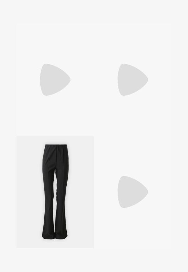 T-shirt blanc en coton avec un graphique de léopard jaune portant des lunettes, le texte "BAD VIBES" et "DON'T GO WITH MY LIPSTICK" en police noire.; Pantalons noirs à coupe évasée, en tissu doux. Dotés d'une taille élastique et de coutures verticales pour un look soigné.; Des sandales en caoutchouc noires avec de fines sangles et une semelle plateforme épaisse aux bords dentelés, offrant un design contemporain et une texture.; Sac bandoulière en cuir noir avec une texture lisse, de forme rectangulaire et un détail en chaîne métallique à l'avant. Sangle réglable incluse.