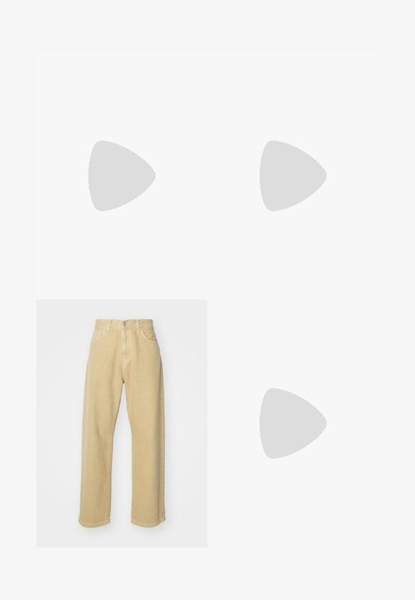 Witte katoenen t-shirt met een kleurrijke grafische print van een vrouw en een wezen, met de tekst "Ozzy Osbourne" in vetgedrukte, gestileerde letters.; Beige denimbroeken met een rechte pijpontwerp, voorzien van vijf zakken, een knoopsluiting en een nette zoomafwerking. Zachte textuur.; Geel leren schoen met een bruine rubberen zool, ronde neus en groene leren enkeldetail. Bevat gouden oogjes en stiksels.; Zwarte rechthoekige zonnebril met donkere lenzen. Kunststof frame met een glanzende afwerking, met een brede neusbrug en licht taps toelopende pootjes.