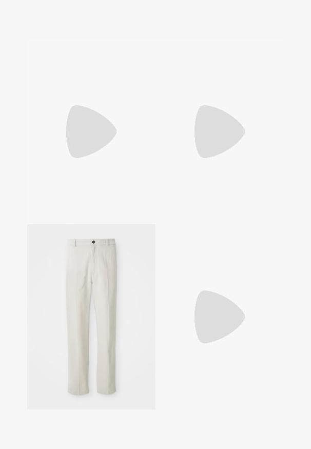 Hele sinine polo särk, mis on valmistatud pehmest kangast, klassikalise kaelusega, kolme nupuga tasapinnas ja lühikeste varrukkatega. Minimalistlik disain.; Beezid sirgedega püksid, millel on vöökohakinnitus, esine nupuga ja tõmblukk, näidatud lapikult valgel taustal.; Beež sueded spordijalats madala profiiliga, ümmargune varvas, lamedad lipsud ja tekstureeritud kummitald. Minimalistlik stiil ilma nähtavate logodeta.; Mustad mustad prillid tumedate läätsedega ja õhukeste metallist käepidemetega. Kaarja kujuga seljaosa ja hõbedased aktsendid hingel. Minimalistlik disain.