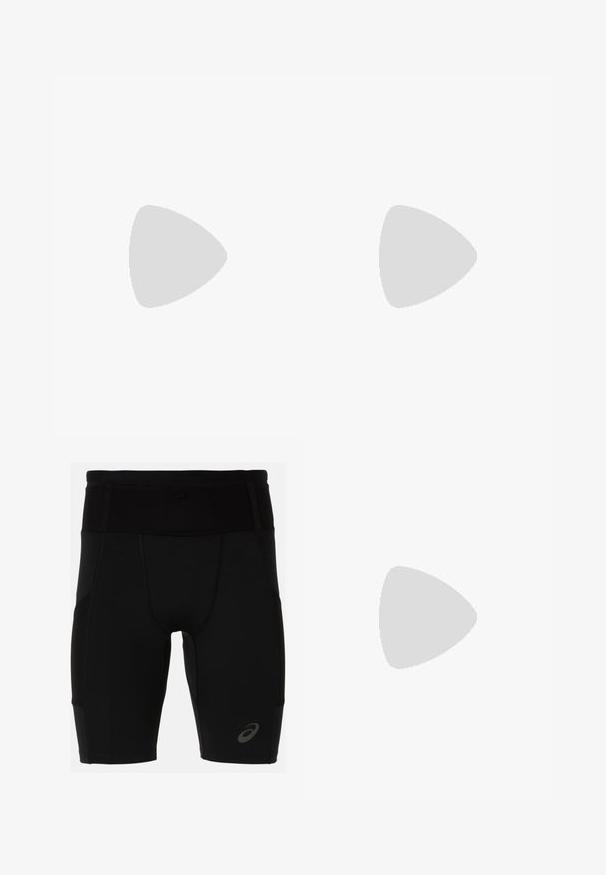 Navy blue lyhythihainen urheilupaita venyvää kangasta, jossa on pyöreä pääntie ja brodeerattu logo vasemmassa rinnassa. Sileä kangas.; Mustat urheilushortsit, joissa on tiukka muotoilu ja sileä materiaali. Varustettu korkealla vyötäröllä ja pienellä logolla vasemmassa alakulmassa.; Kevyt juoksukengät vaaleansinisinä mustilla raidoilla. Ominaisuuksiin kuuluu sileä pinta, pyöreä kärki ja paksu valkoinen välipohja, joka on merkitty "LIGHTSTRIKE PRO".; Aurinkolasit, joissa on ympärileikkaava muotoilu, siniset ja purppurat peilimäiset linssit, vihreä kehys sekä erottuvat viistot varret.