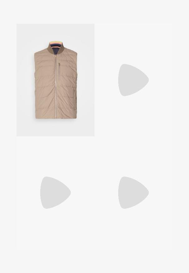 Paul Smith HYBRID GILET - Waistcoat - brown; rag & bone ENGINEERED - Shirt - ecru; DL1961 KURT LOOSE - Relaxed fit jeans - west lake; Paul Smith MENS SHOE BASSO  - Trainers - lux cream
