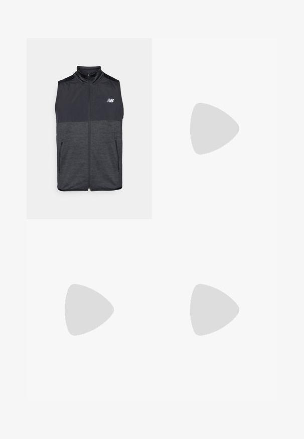 Meeste varrukateta vest tumesinises tooniga, heledad tekstuuri, lukuga ees, kõrge krae ja kaks küljetaskut. New Balance logo rinnal.; Must kandilise Ss-t-särk, millel on tekstuurne kangas ja millel on rinnal valge värviga trükitud "LDN". Ümar kaelus, minimalistlik disain.; Mustad mustad lühikesed püksid, mis on valmistatud kergest kangast, elastse vöökoha ja liikuvuse tagamiseks külgsuundadega. Minimalistlik bränding külgedel.; Mustan sportliku jalanõu tekstureeritud pealsega, millel on stiilne disain, paeltesulgemine ja paksem mustriline tald paremaks haardevõimeks.