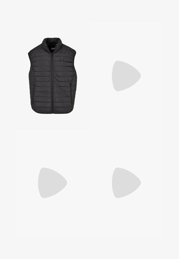 Juodas be rankovių pūkinis liemenė su aukšta apykakle, užtrauktuko uždarymu, dviem šoninėmis kišenėmis, horizontaliu siuvimu ir maža logotipo etikete ant krūtinės.; Juodas medvilninis Nike marškinėliai su klasikinėmis apykaklėmis, trumpomis rankovėmis ir subtiliu, įspaustu logotipu ant krūtinės. Sklandus tekstūra.; Juodos šortai su raišteliu juosmens srityje, lengva medžiaga su lygiu paviršiumi ir paprastas dizainas be matomų logotipų ar raštų.; Juodos sportinės bateliai su kanapiniais ir sintetiniais viršutiniais sluoksniais, turintys suapvalintą pirštą, plokščius raištelius, paminkštintą apykaklę ir tekst�ūruotą gumos pado dalį.