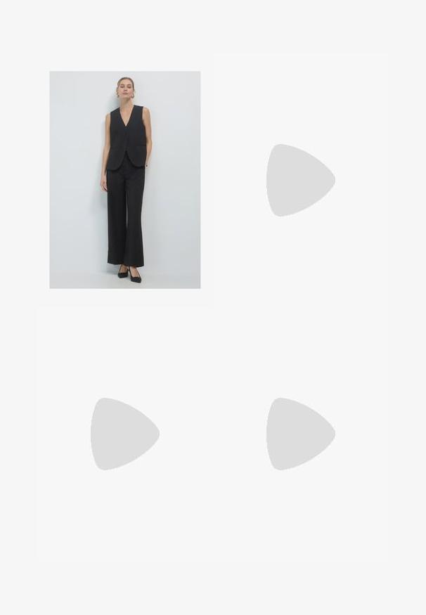 Calliope GESSATO CON ABBOTTONATURA ALTA - Waistcoat - var ultrablack; Even&Odd 2 PACK - Top - black/white; Black wide-leg trousers made of lightweight fabric, featuring a front button closure and flat front, with neatly stitched hems.; adidas Originals SAMBA OG UNISEX - Trainers - footwear white/core black/granit