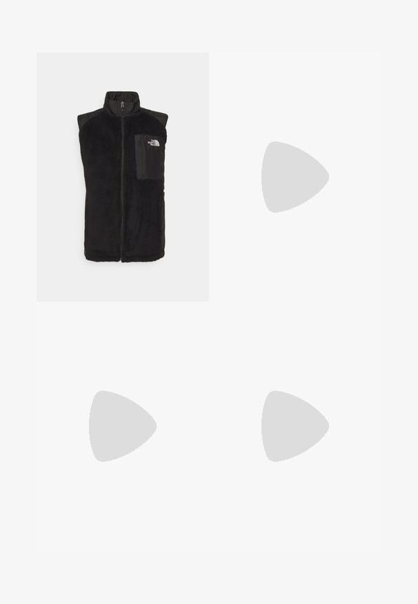 The North Face JUNCAL VEST - Waistcoat - black; White long-sleeve T-shirt made of cotton with a crew neck. Features a small black logo on the chest. Smooth texture, regular fit.; The North Face MOUNTAIN ATHLETICS WIND PANT - Outdoor trousers - black; HOKA SKYLINE-FLOAT X - Hiking shoes - black/black
