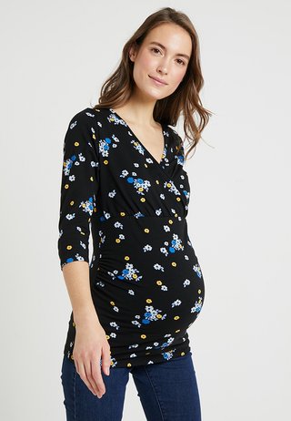 SCATTERED FLORAL RUCH WRAP - T-Shirt print - blue