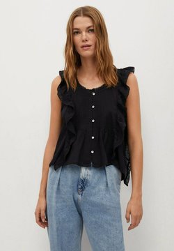 Mango - MET RUCHES - Bluse - zwart