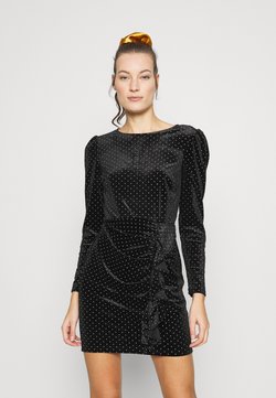 Dorothy Perkins - RUFFLE SPOT MINI VELVET DRESS - Etuikleid - black
