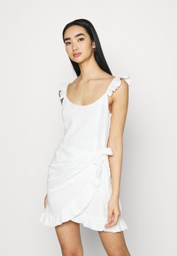 NA-KD - EMBROIDERED FLOUNCE DRESS - Cocktailkleid/festliches Kleid - white
