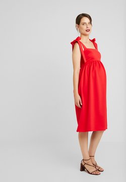 True Violet Maternity - PLUNGE BACK SKATER DRESS WITH BOW DETAIL - Jerseyjurk - red