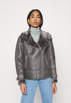 New Look - AVIATOR - Imitatieleren jas - dark grey