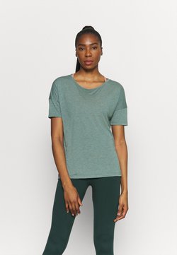Nike Performance - YOGA LAYER - T-Shirt basic - hasta heather/light pumice/dark teal green