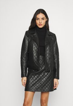 Vila - VINAMALI JACKET - Leren jas - black