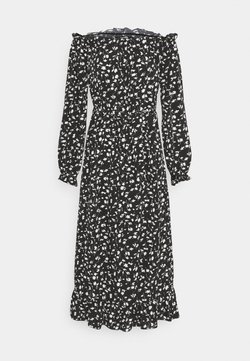Missguided Tall - FLORAL BELTED FRILL HEM DRESS - Korte jurk - black