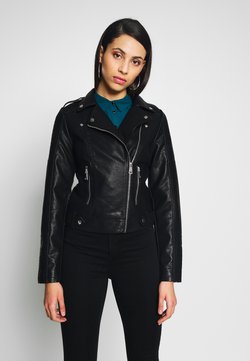 Vero Moda Tall - SHORT JACKET - Imitatieleren jas - black
