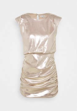 Miss Selfridge - SLEEVELESS METALLIC DRAPE MINI DRESS - Cocktailkleid/festliches Kleid - rose gold