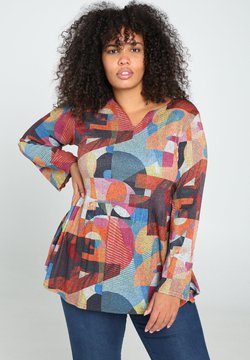 Paprika - AUS WARMEM MATERIAL MIT PLISSEE UND GEOMETRISCHEM MOTIV - Tunique - multicolor