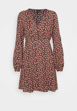 Vero Moda Petite - VMMILDA SHORT DRESS - Korte jurk - black/spieced coral