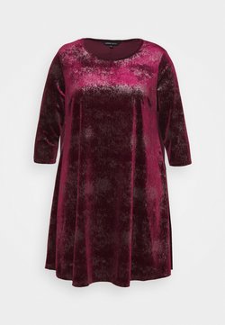 CAPSULE by Simply Be - V NECK 3/4 SLEEVE SWING DRESS - Vestito elegante - mulberry