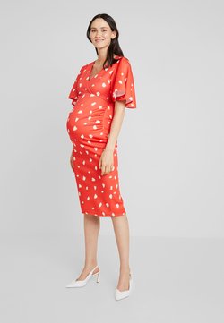 True Violet Maternity - BATWING MIDI BODYCON - Etui-jurk - red/cream spot