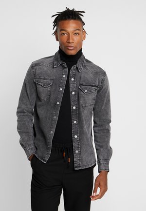 mens grey denim shirt uk